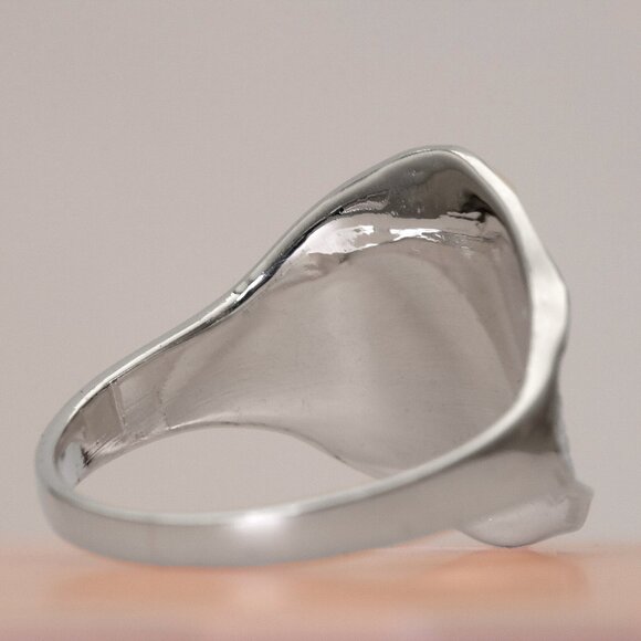 925 Sterling Silver Wide Leaf Ring, Statement Nature Jewelry, Size 6.25 - Picture 5 of 7